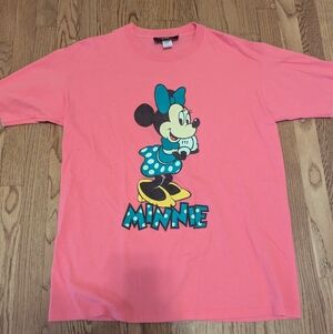 Vintage 90’s Disney Original Minnie Mouse Pink T Shirt Size L XL Single Stitch